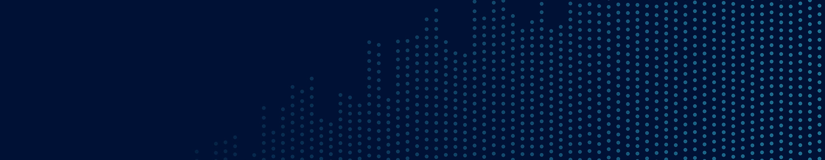 Abstract image depicting a dark blue background with a pattern of small, light blue dots forming upward spikes, resembling a digital graph or skyline.